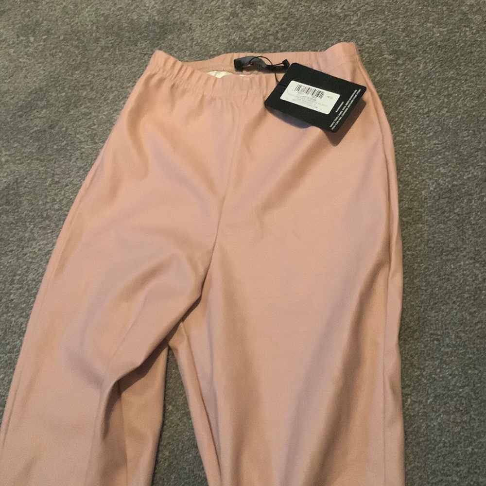 leather dusty pink pants
